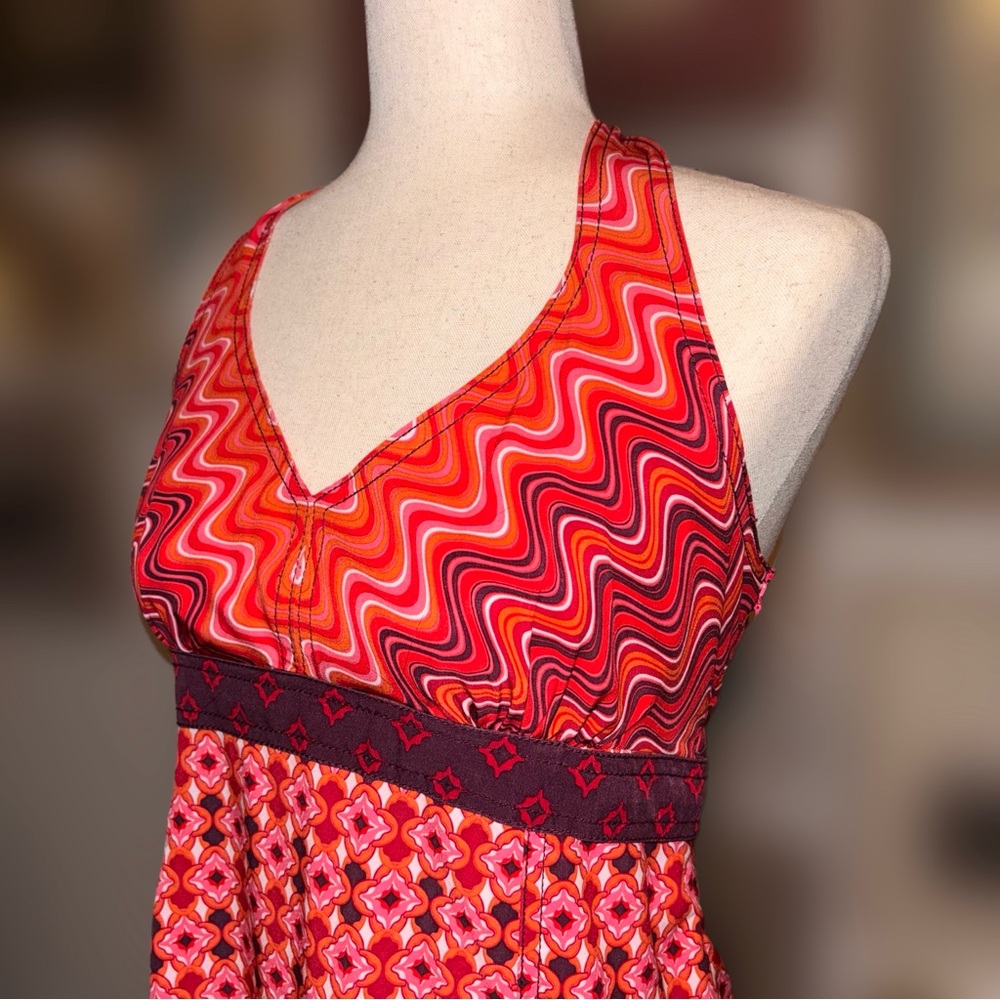 Athleta Orange and Pink Swirl Print Halter Dress